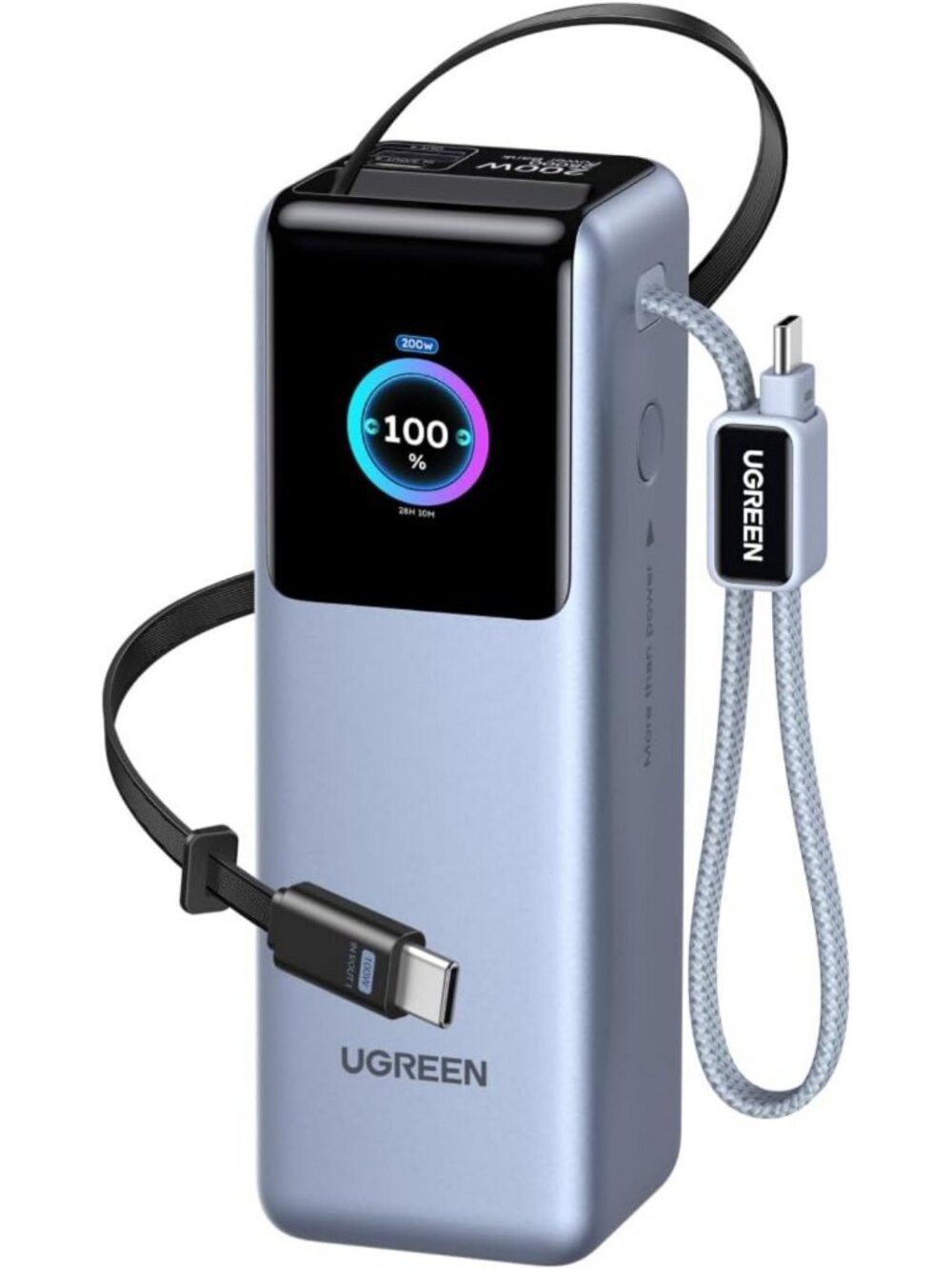 High-Capacity 25000mAh Power Bank, 200W Laptop Charger with Retractable Cables